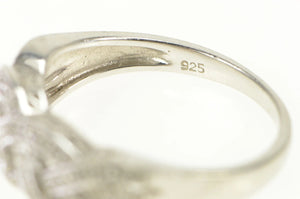 Sterling Silver Diamond Braid Woven Plait Statement Band Ring