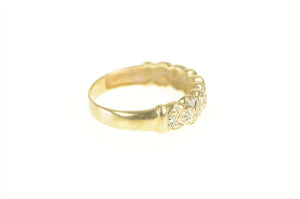 10K Diamond Woven Pattern Statement Band Ring Yellow Gold