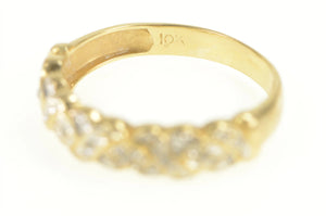 10K Diamond Woven Pattern Statement Band Ring Yellow Gold