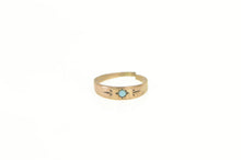Load image into Gallery viewer, 14K Victorian Turquoise Inset Baby&#39;s Child Ring Yellow Gold