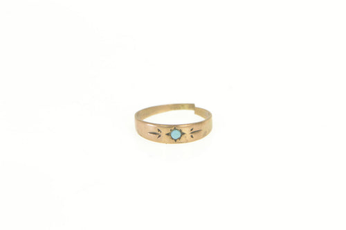 14K Victorian Turquoise Inset Baby's Child Ring Yellow Gold