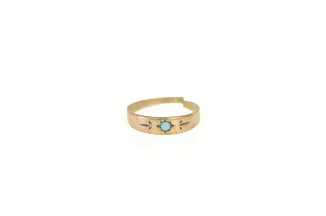14K Victorian Turquoise Inset Baby's Child Ring Yellow Gold