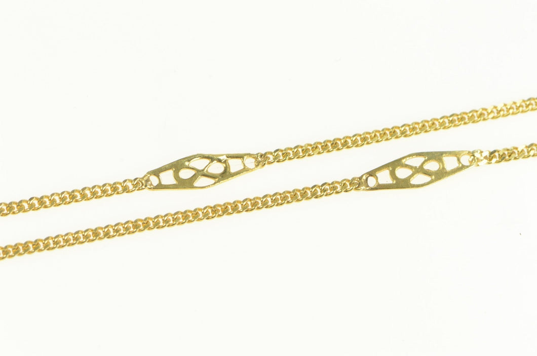 14K 1.3mm Curb Link Filigree Vintage Chain Necklace 16