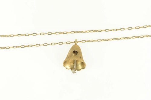 14K 1960's Diamond Wedding Bell Classic Chain Necklace 14