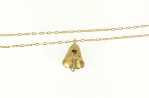 14K 1960's Diamond Wedding Bell Classic Chain Necklace 14" Yellow Gold
