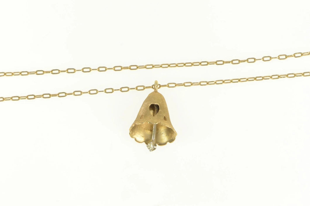 14K 1960's Diamond Wedding Bell Classic Chain Necklace 14