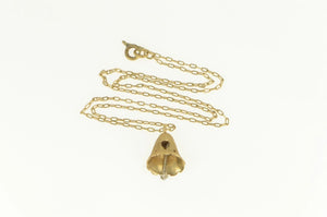 14K 1960's Diamond Wedding Bell Classic Chain Necklace 14" Yellow Gold