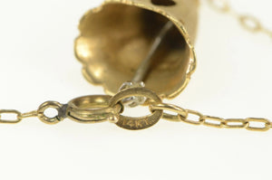 14K 1960's Diamond Wedding Bell Classic Chain Necklace 14" Yellow Gold