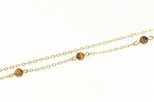 Load image into Gallery viewer, Gold Filled 1.5mm Tiger&#39;s Eye Beaded Retro Chain Link Necklace 15&quot;