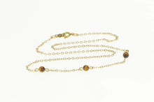 Load image into Gallery viewer, Gold Filled 1.5mm Tiger&#39;s Eye Beaded Retro Chain Link Necklace 15&quot;