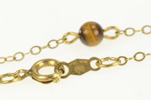 Load image into Gallery viewer, Gold Filled 1.5mm Tiger&#39;s Eye Beaded Retro Chain Link Necklace 15&quot;
