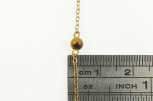 Gold Filled 1.5mm Tiger's Eye Beaded Retro Chain Link Necklace 15"