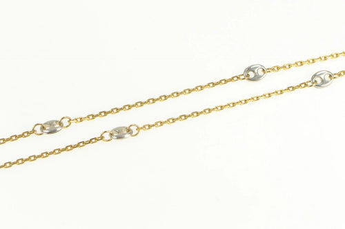 14K 1.3mm Two Tone Gucci Link Cable Fashion Chain Necklace 16