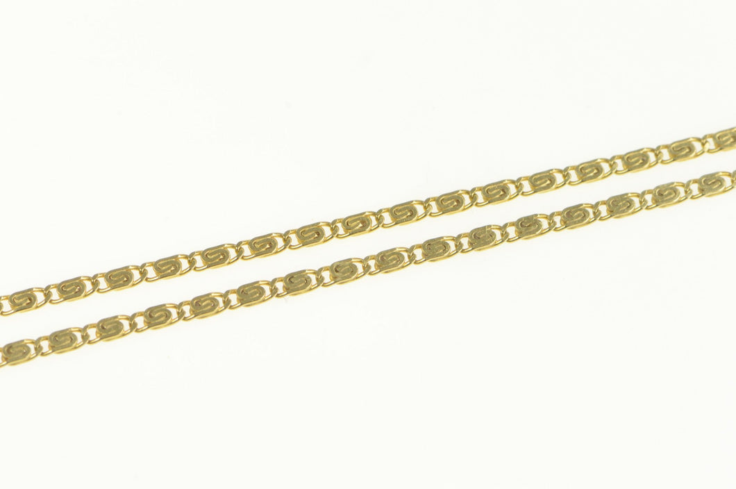 14K 1.5mm Pressed Spiral Flat Link Vintage Chain Necklace 15