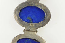 Load image into Gallery viewer, Sterling Silver Oval Lapis Lazuli Cabochon Southwestern Bracelet 7&quot;