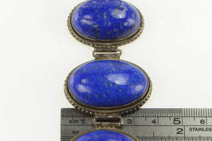 Sterling Silver Oval Lapis Lazuli Cabochon Southwestern Bracelet 7"