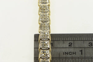 10K 1.75 Ctw Pave Diamond Encrusted Tennis Bracelet 7" Yellow Gold