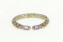 Load image into Gallery viewer, Sterling Silver John Hardy 18k Amethyst Designer Cuff Bracelet 6.5&quot;