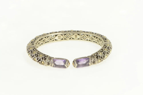 Sterling Silver John Hardy 18k Amethyst Designer Cuff Bracelet 6.5