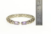 Load image into Gallery viewer, Sterling Silver John Hardy 18k Amethyst Designer Cuff Bracelet 6.5&quot;
