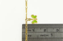 Load image into Gallery viewer, 14K Enamel Butterfly Figaro Chain Fringe Anklet Bracelet 9&quot; Yellow Gold