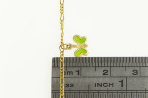 14K Enamel Butterfly Figaro Chain Fringe Anklet Bracelet 9" Yellow Gold