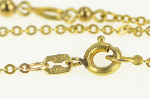 8K 1.6mm Cable Chain Classic Beaded Anklet Bracelet 11" Yellow Gold