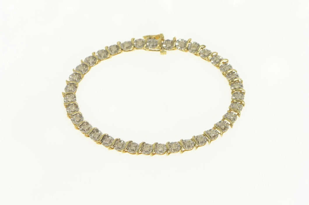 10K 2.00 Ctw Classic Diamond Wavy Link Tennis Bracelet 7