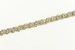 10K 2.00 Ctw Classic Diamond Wavy Link Tennis Bracelet 7" Yellow Gold