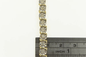 10K 2.00 Ctw Classic Diamond Wavy Link Tennis Bracelet 7" Yellow Gold