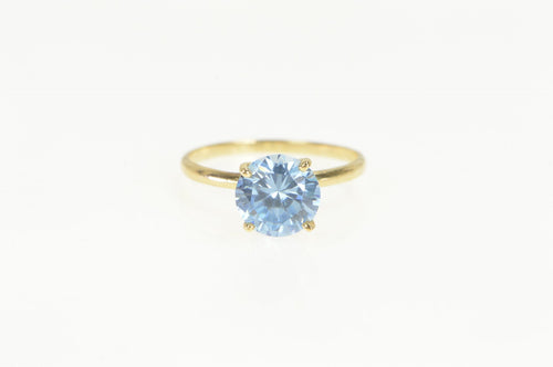 14K Round Syn. Tanzanite Solitaire Vintage Ring Yellow Gold
