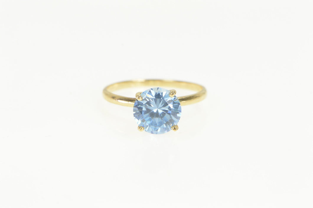 14K Round Syn. Tanzanite Solitaire Vintage Ring Yellow Gold
