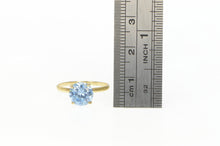 Load image into Gallery viewer, 14K Round Syn. Tanzanite Solitaire Vintage Ring Yellow Gold