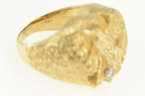 14K 0.21 Ct Diamond Soaring Eagle Patriotic Ring Yellow Gold