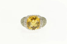 Load image into Gallery viewer, 14K 4.30 Ctw Cushion Citrine Diamond Statement Ring White Gold