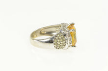 Load image into Gallery viewer, 14K 4.30 Ctw Cushion Citrine Diamond Statement Ring White Gold