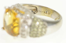Load image into Gallery viewer, 14K 4.30 Ctw Cushion Citrine Diamond Statement Ring White Gold