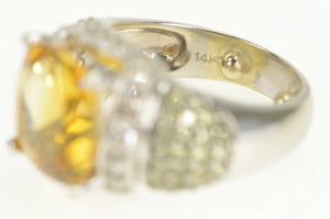 14K 4.30 Ctw Cushion Citrine Diamond Statement Ring White Gold