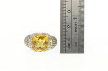 Load image into Gallery viewer, 14K 4.30 Ctw Cushion Citrine Diamond Statement Ring White Gold