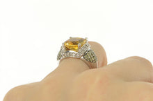 Load image into Gallery viewer, 14K 4.30 Ctw Cushion Citrine Diamond Statement Ring White Gold