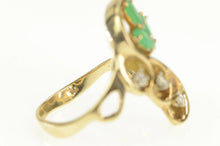 Load image into Gallery viewer, 14K Natural Emerald Diamond Vintage Swirl Cluster Ring Yellow Gold