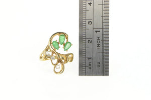 14K Natural Emerald Diamond Vintage Swirl Cluster Ring Yellow Gold