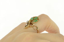Load image into Gallery viewer, 14K Natural Emerald Diamond Vintage Swirl Cluster Ring Yellow Gold