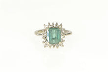 Load image into Gallery viewer, 18K 1940&#39;s Emerald Cut Fluorite Diamond Halo Ring White Gold