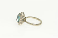 Load image into Gallery viewer, 18K 1940&#39;s Emerald Cut Fluorite Diamond Halo Ring White Gold