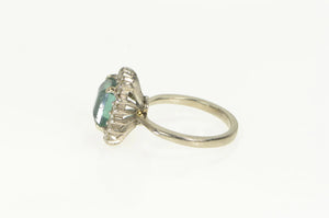 18K 1940's Emerald Cut Fluorite Diamond Halo Ring White Gold