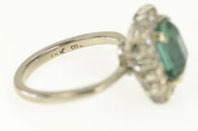 Load image into Gallery viewer, 18K 1940&#39;s Emerald Cut Fluorite Diamond Halo Ring White Gold
