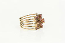 Load image into Gallery viewer, 14K Victorian Natural Ruby Tiered Antique Band Ring Yellow Gold