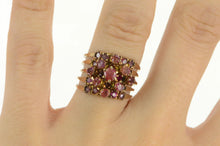 Load image into Gallery viewer, 14K Victorian Natural Ruby Tiered Antique Band Ring Yellow Gold