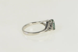 14K Oval Tourmaline Diamond Cluster Statement Ring White Gold